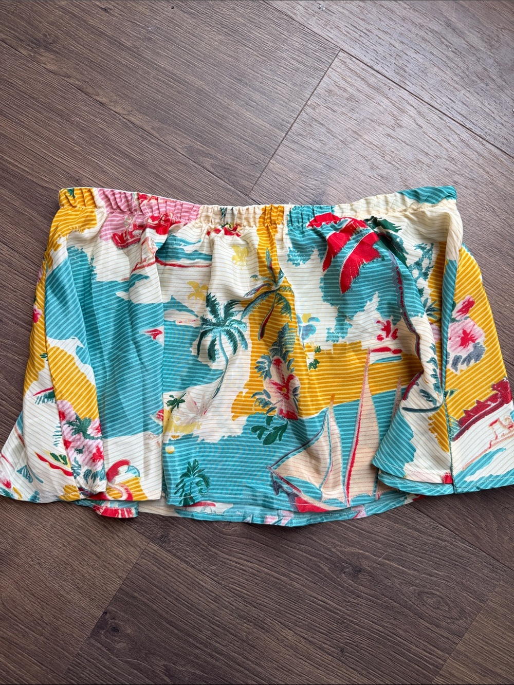 True Destinations Tropical Print Mini micro Skirt Cover up Resort Vacation M